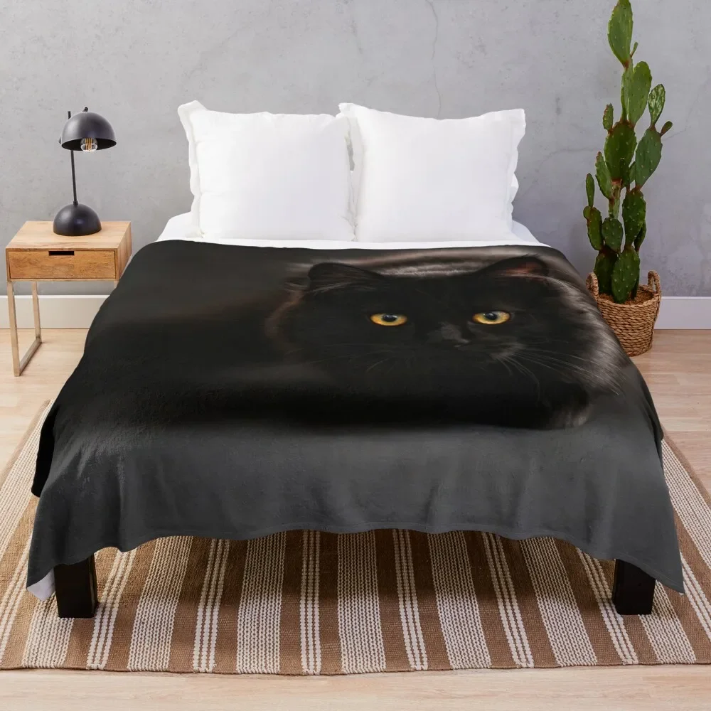 

Black Cat Throw Blanket Picnic Decorative Throw Blankets