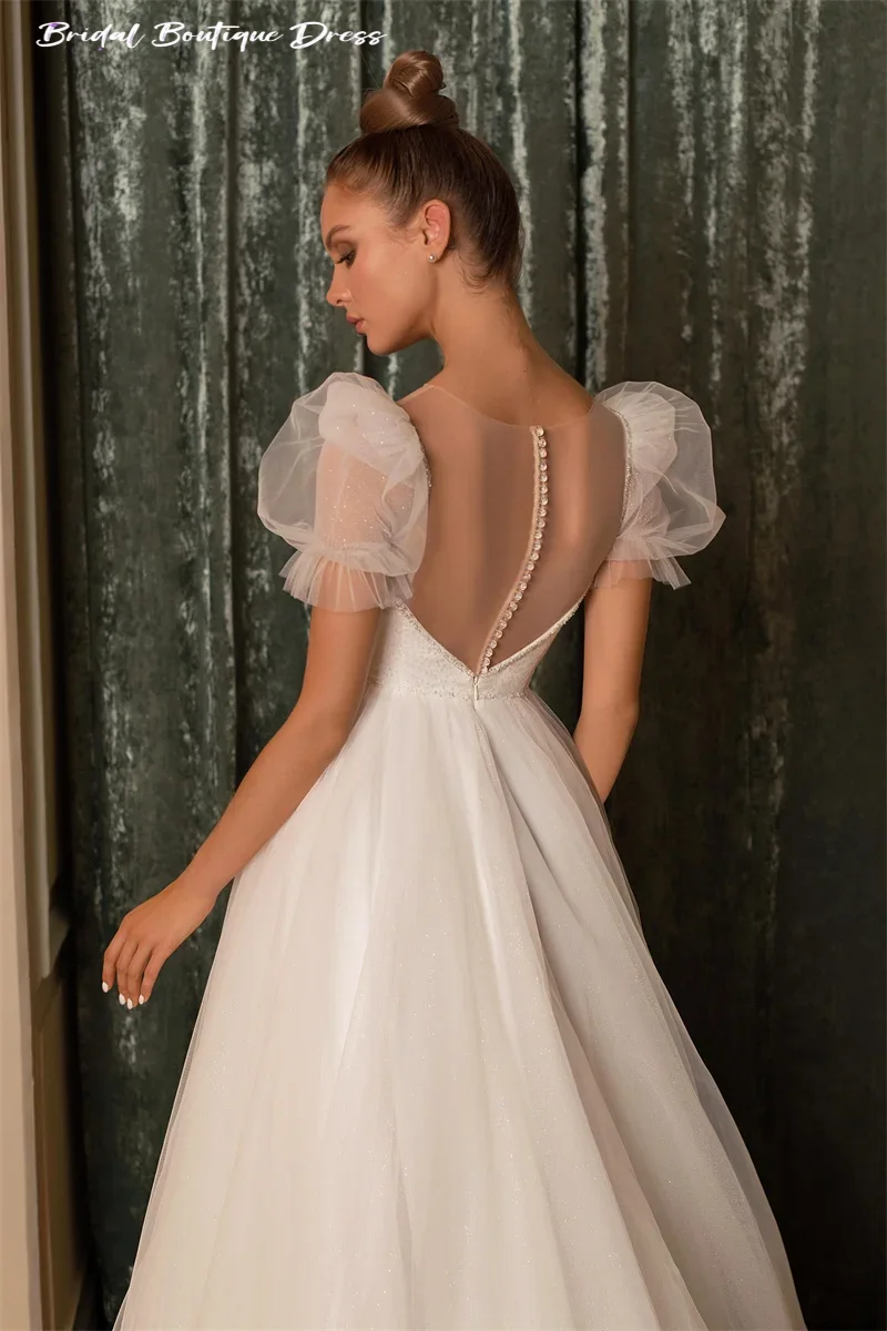 فساتين زفاف رائعة مخصصة على شكل قلب على شكل حرف a بأكمام قصيرة منتفخة زي العرائس فستان حفلات الأميرات vestidos de noivas