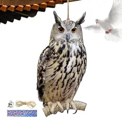 Fake Bird Scare Device Waterproof Owl Scarecrow Decorative Scarer Pendant With Bell Patio Balcony Garden Fake Bird Scare Device