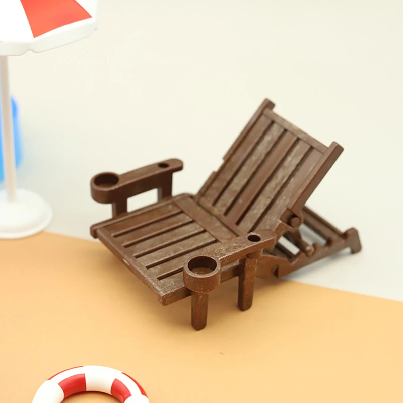 1Set Doll House Cute Simulation Mini Swimming Pool Swimming Circle Beach Chair Set Model Children Play Toys Decoration