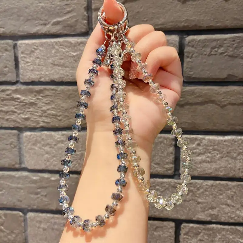 1 Piece Lanyard High-end Luxury Short Water Drop Crystal Hanging Chain Hand-held Pendant Hand-beaded Wrist Chain Mobile Phone - náhled 5
