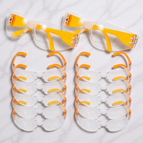 Imagen 1 del producto Kisangel 12 gafas de seguridad para niños, gafas naranjas antiarañazos para fiesta de laboratorio de ciencias, gafas protectoras Unisex