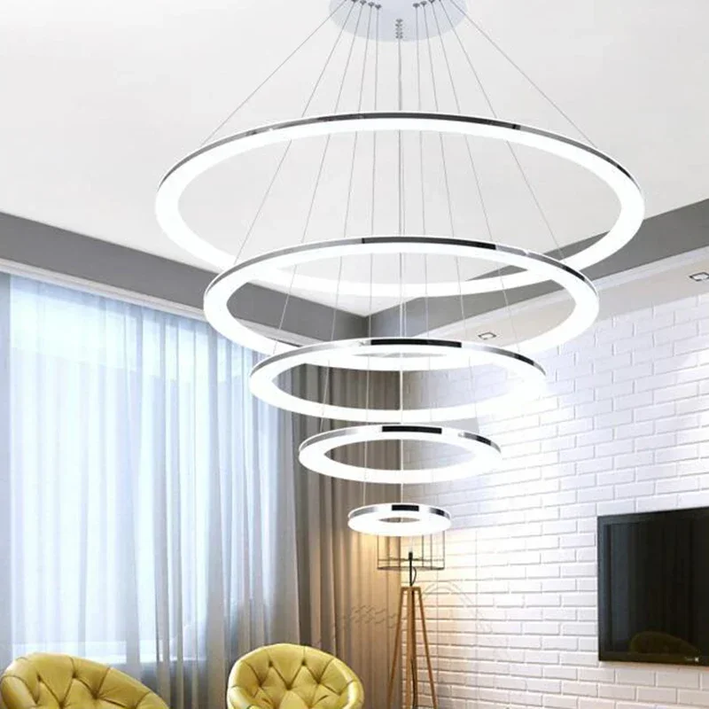 Modern Chandelier 4 Acrylic100x80x60x40cm Lamps Ring LED Chandelier Fashion Designer Hanging Circle Lamp