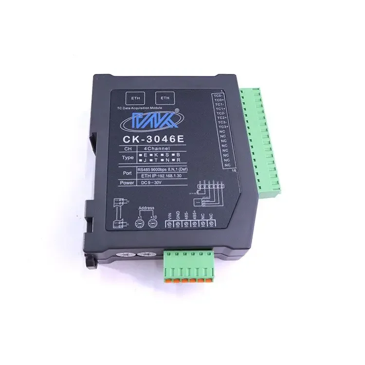 CK-3046E modul akuisisi Data sinyal termokopel presisi tinggi 8 saluran Modbus RTU RS485 standar DIN35 Rail instalation