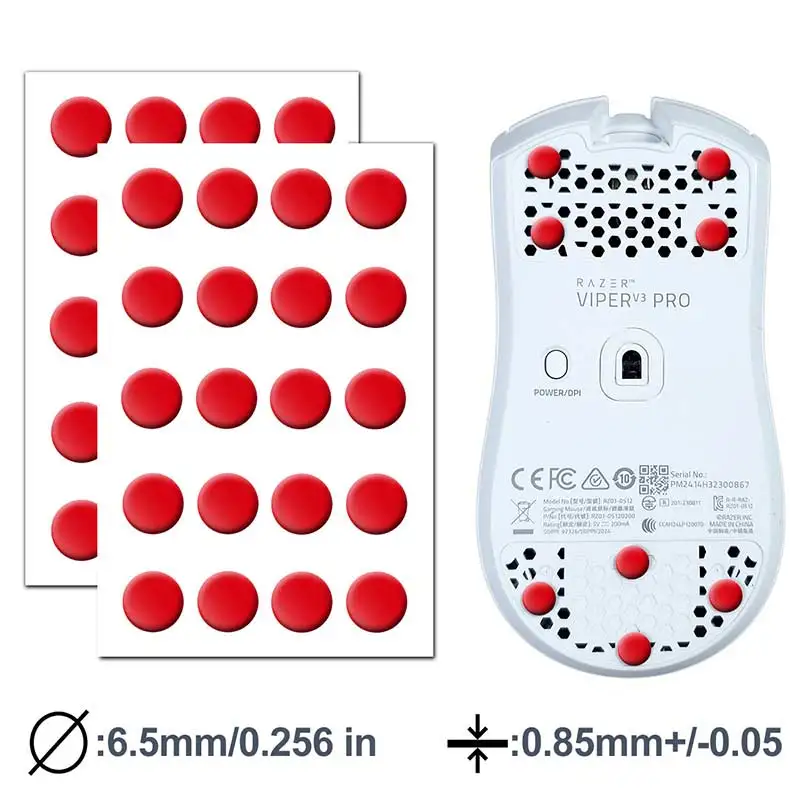X-Raypad Obsidian Control Mouse Skates Universal 6.5mm Diameter Dots - 40pcs