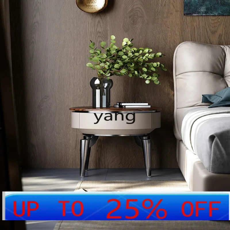 

LH bedside table Italian natural marble bedside table Walnut round bedside table