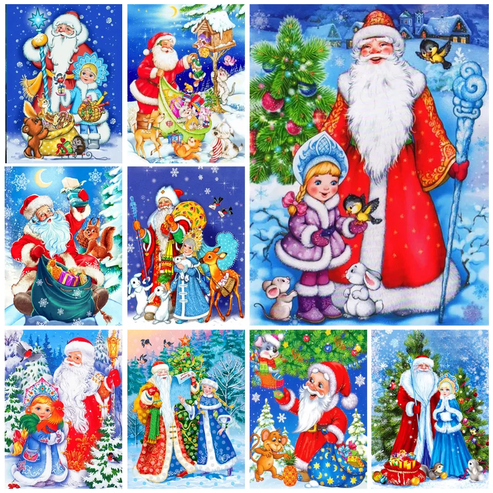 5D DIY Diamond Cross Stitch Santa Set DIY Cartoon Hand Painted Diamond Embroidery Home Decoration Christmas Gift AS3981