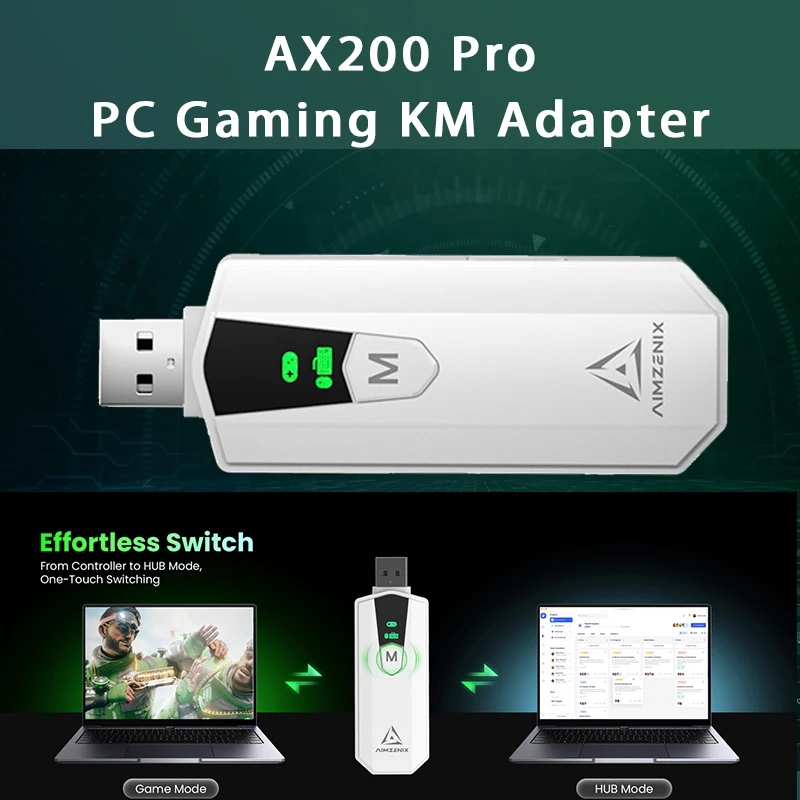 AIMZENIX AX200PRO Конвертер клавиатуры и мыши в контроллер для ПК Nintendo Switch — игровой адаптер Plug & Play FPS (вызов