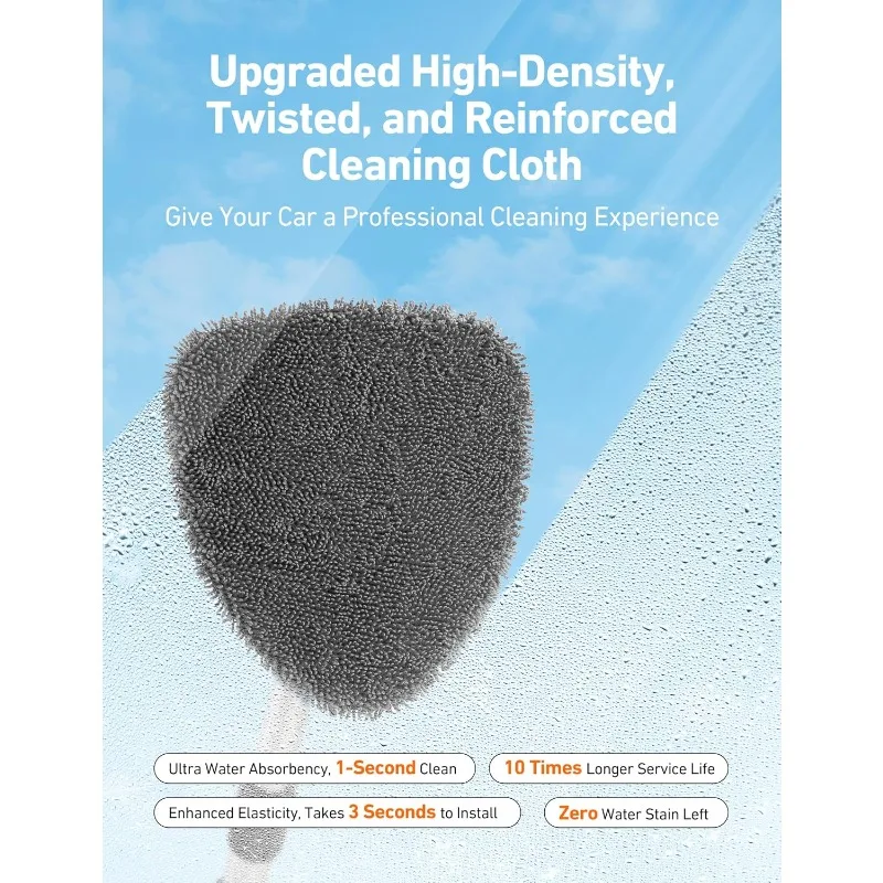 Car Windshield Cleaning Tool with Telescopic Extendable Handle, Wiper Kit for Auto Glass Cleaning