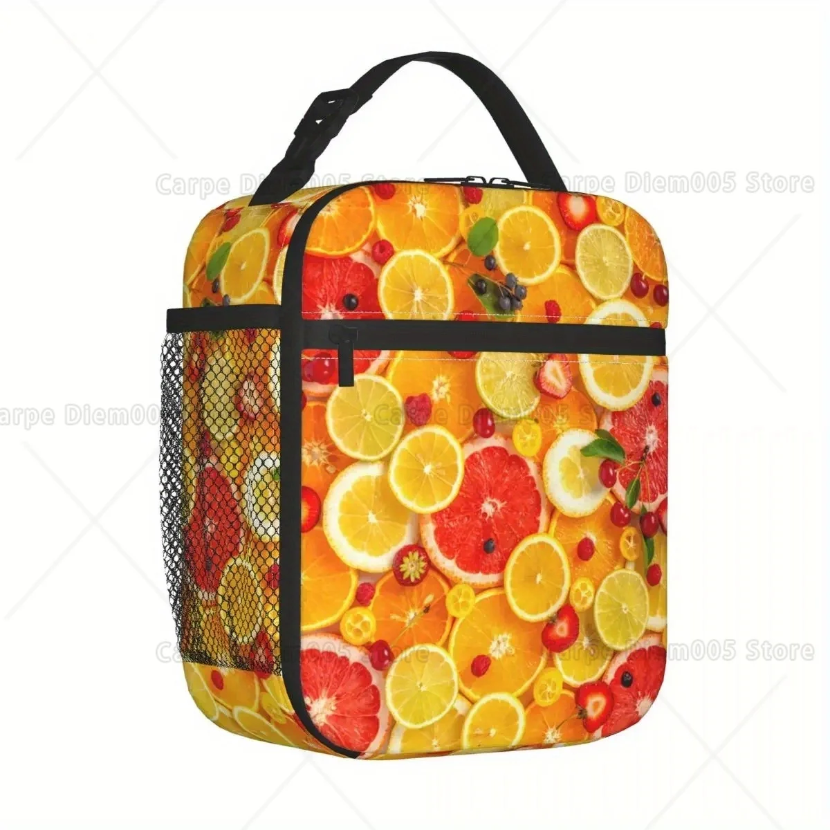

Insulated Lunch Bag with Citrus Fruit Design - Thermal Insulated Lunch Tote, Oxford Cloth Leakproof Lunch Box for Work, School