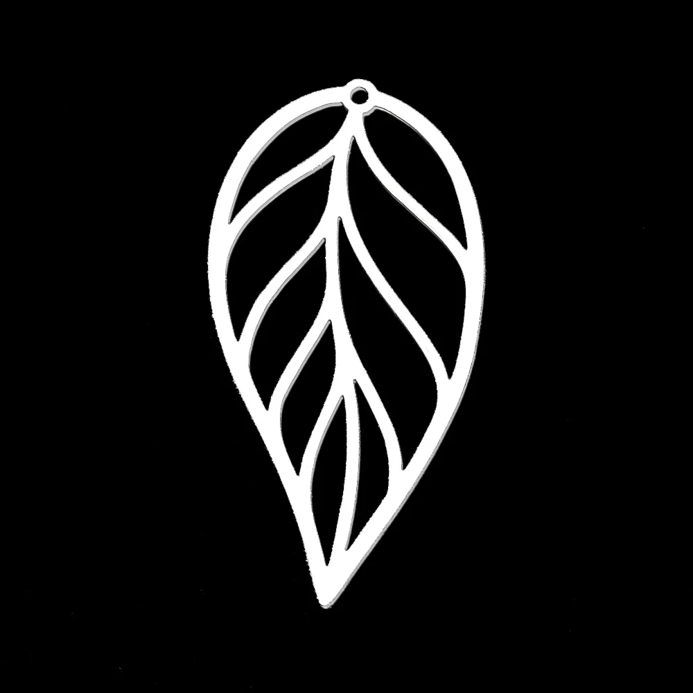 10Pcs/Lot Stainless Steel Fan Shaped Leaf Charms For Making Necklace Earrings Fashion Jewelry Accessories Wholesale