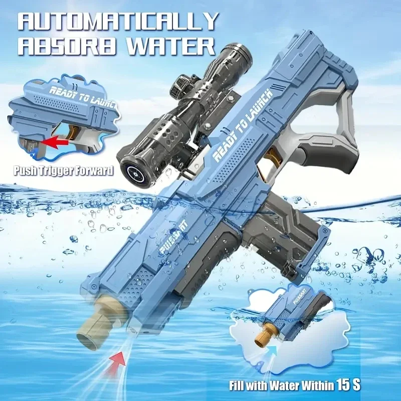 Pistolet à eau électrique haute pression pour enfants, jouets d'été en plein air, plage, piscine, jeux de combat, absorbe l'eau automatique, cadeaux