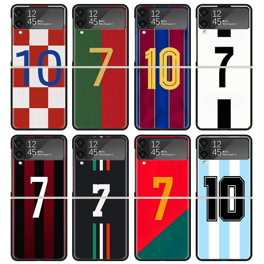 FootBall SuperStar Number C 7 10 Case For Samsung Galaxy Z Flip 4 5 3 z Flip5 Flip4 5G Hard Phone Cover Flip3 Split Folding Blac