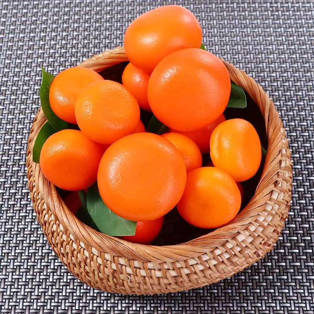 Imitation Fruits Fruit Display 3-6 Branches with Fruits and Leaves Artificial Fruit Party Decor Tangerine Model Fake Oranges