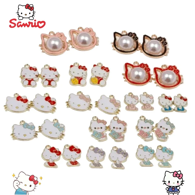 Sanrio Hello Kitty Alloy Drop Oil Pendant Earrings Charm Jewelry Accessories Necklace Bracelet Kids Brithday Gifts