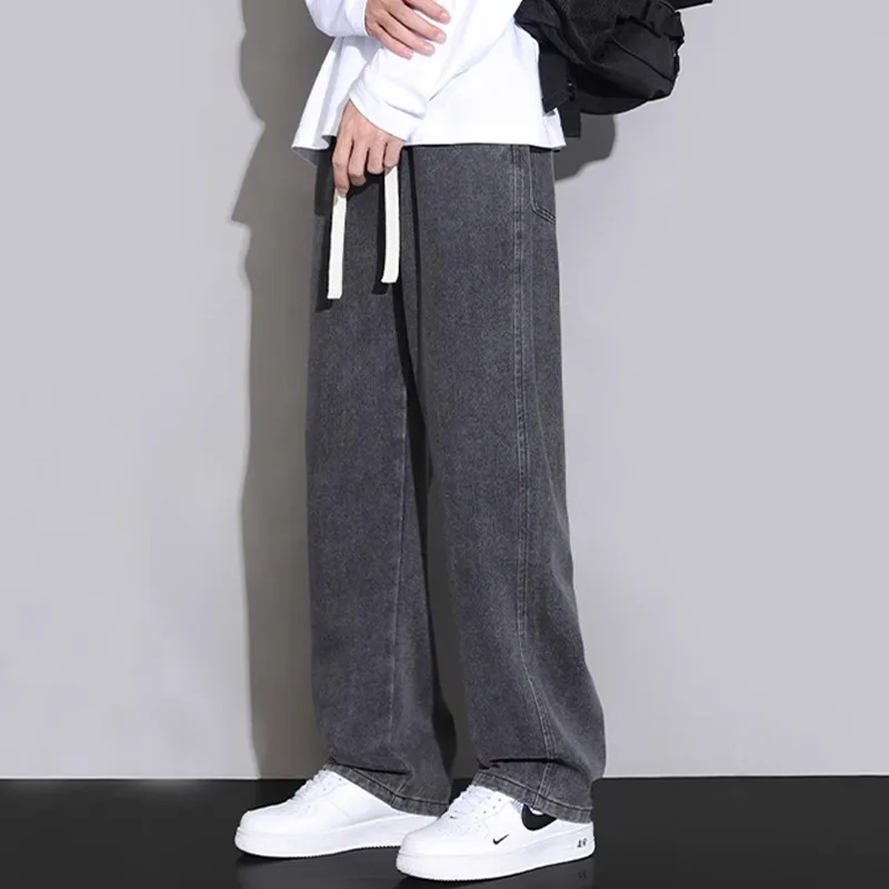 

GIOIOM's Casual Pants, 2025Новые свободные прямые джинсовые брюки с завязками на талии, модная мужская одежда