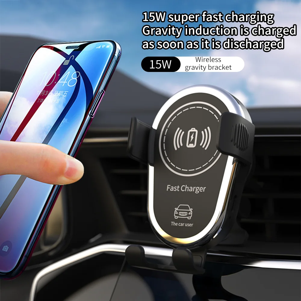 Wireless Car Charger  Qi Car Mount Stand Fast Charging 15W/10W/7.5W For Phone 14,13,12,11/Pro/Max/Mini/Plus, X, XR, XS/Max, SE,