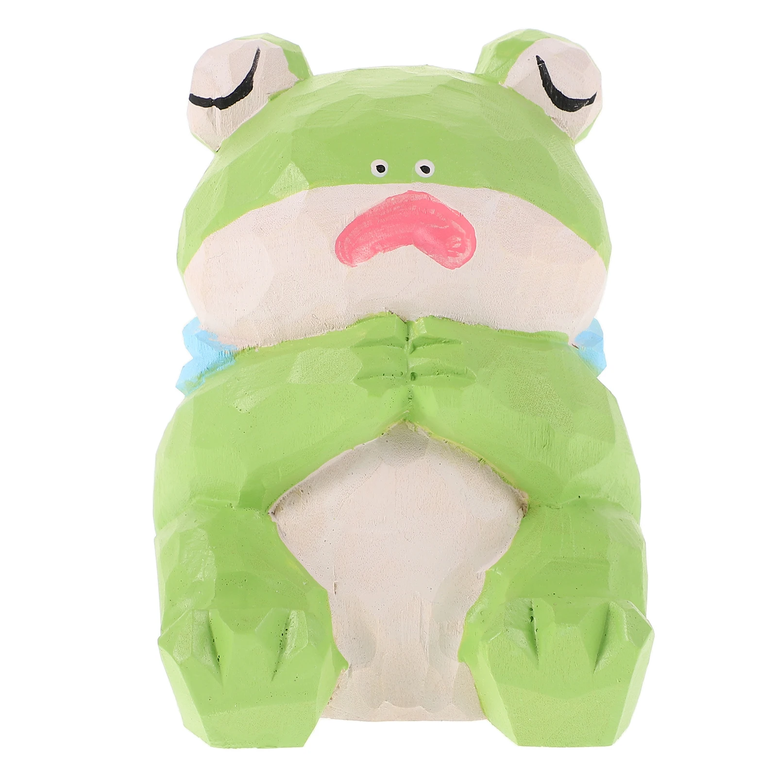 

Wooden Frog Cute Animal Carving Desk nament H made Statue Home Office Mini Model Wood Frog Decorations Carving Figurine