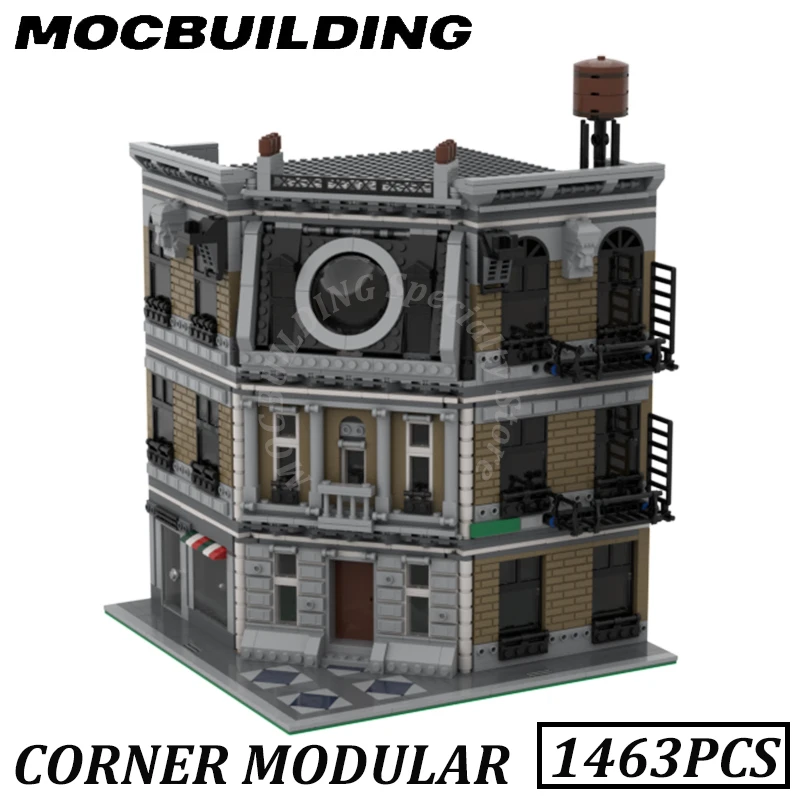 Corner Modular Buildings City Street View Model MOC Building Blocks Bricks Display Construction Toys Birthday Gifts Present