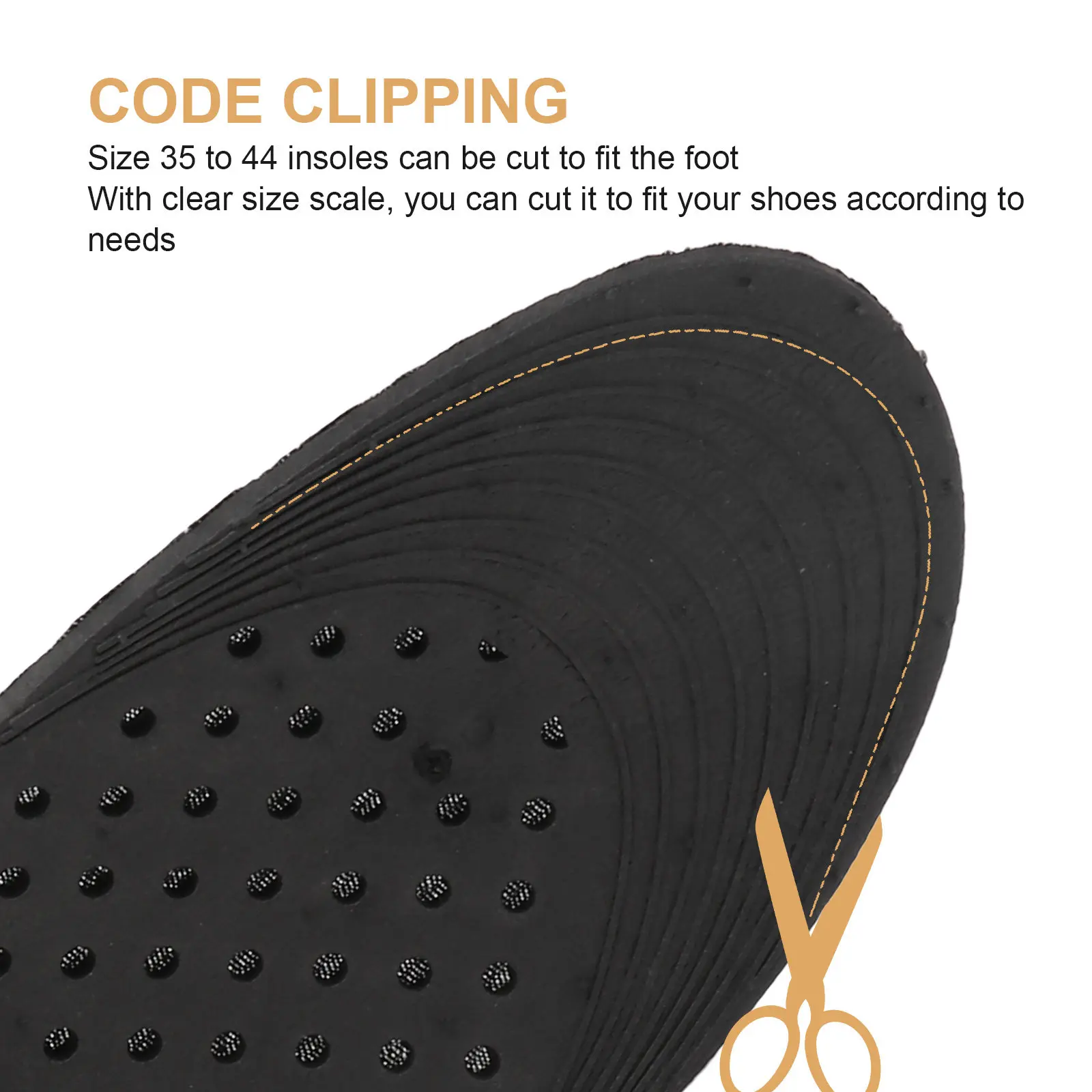 1Pair Invisible Height Increase Insoles Thick Bottom Return Shape Shoe Lift Inserts with Size Scale Cut to Fit Multilayer