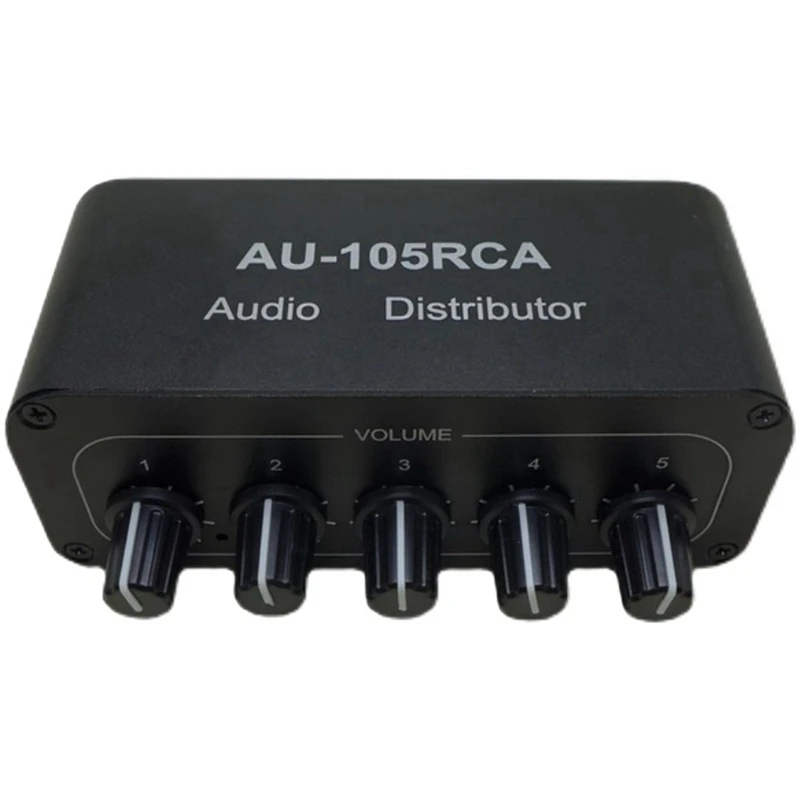 1 To 5 Hifi Stereo RCA Audio Splitter / Selector Tone Controller RCA Audio Mini Distributor Portable Audio Switcher Box US Plug