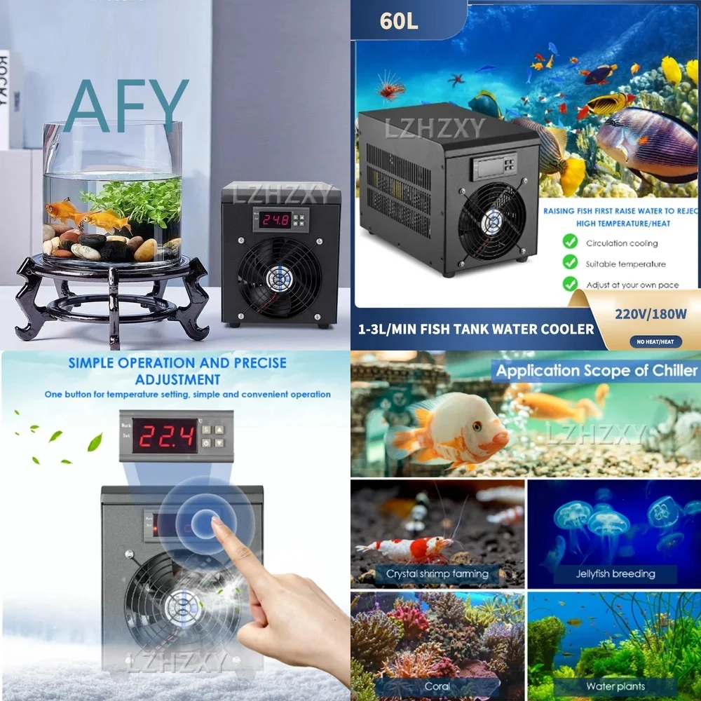 180W Aquarium Chiller for Fish Tank 60L Cooling System with Heater Constant Temperature Control 10-40℃ Sustainable