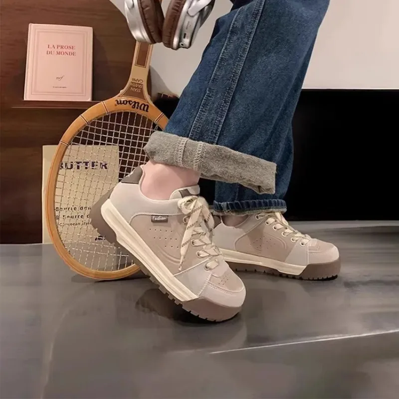 

Осенние женские повседневные кроссовки на толстой подошве, прочные удобные туфли в стиле ретро с цветными блоками, туфли на платформе, zapatos de mujer