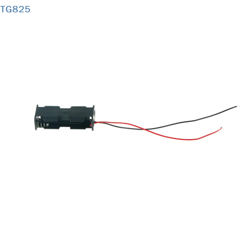 【AN】1Pc Black Plastic Battery Holder Case w Wired for 2 x AA Batteries