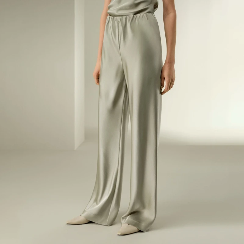 Tsiisd Casual Satin Women's Pants Commuting Solid High Waist Fashion Elegant Straight-Leg Pants Trousers New Women's Pants 2026