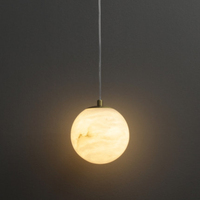 Natural Marble Ball Pendant Lamp Simple Hanging Lights Parlor Bedroom Bar Study Copper Marble Copper Chandelier Led Moon Lamp