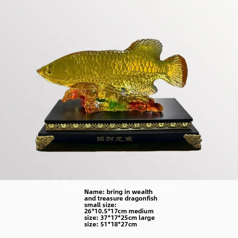 ￥#Modern Arowana 'Bring Wealth Treasure' Resin Craft Ornament for Home Office TV Cabinet Decor for Newlyweds Front Desk
