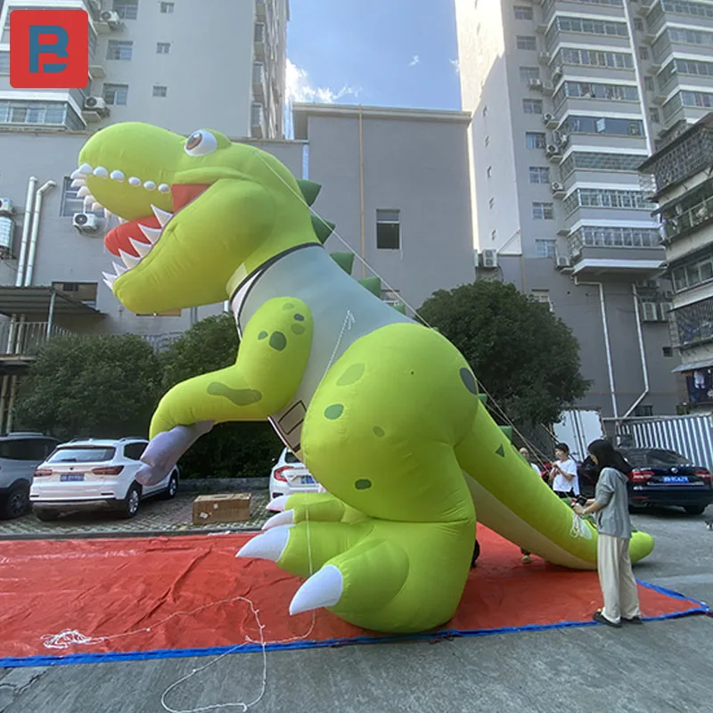 Inflatable green dinosaur model cartoon artificial dress take Spanner Tyrannosaurus rex children's playground embellishment