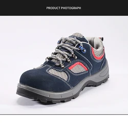 Zapatos de protección antiimpacto para hombre, puntera de acero, ligeros, transpirables, para trabajo en sitio de construcción, Verano