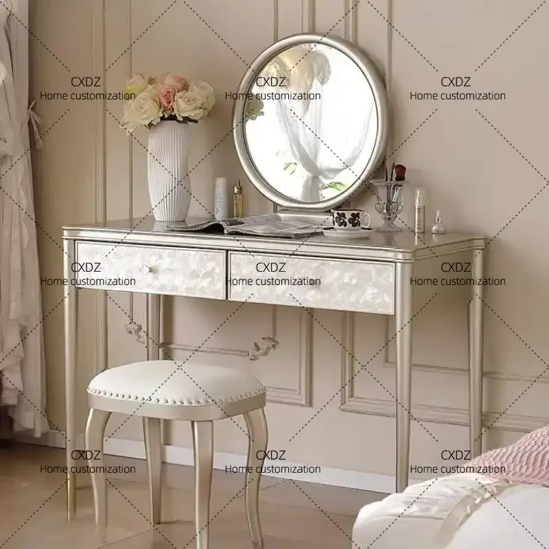 XXAntique Wood Vanity Desk Luxury Decorations Salon Dressing Vanity Desk Bedroom Room Organizer Furniture Home