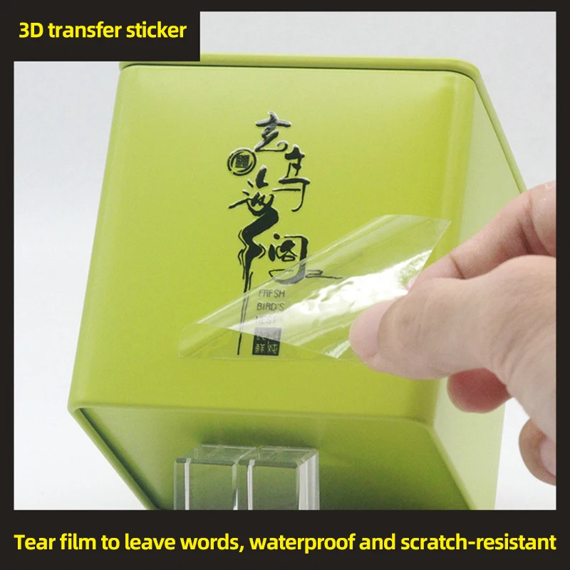 

Custom 3D crystal label UV transfer sticker Pressure label tear film leave word transfer separation adhesive