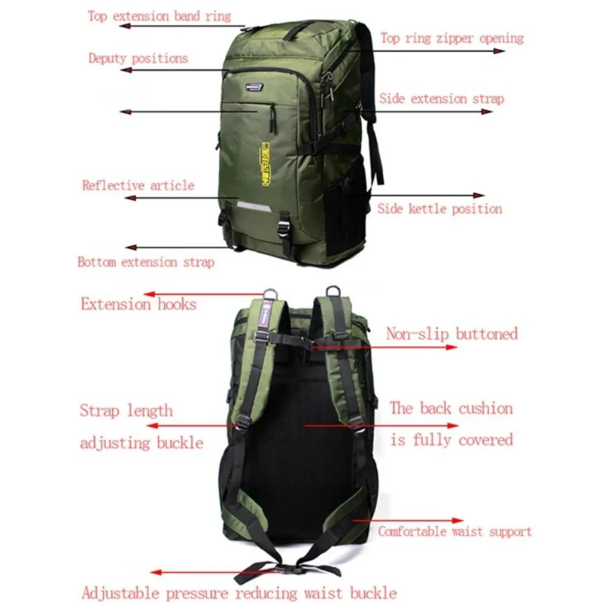 80L Super Large Capacity Package Men or Women High Quality Luggage Bags Adding Enlarge Widen Capacity Family Big Travel Backpack