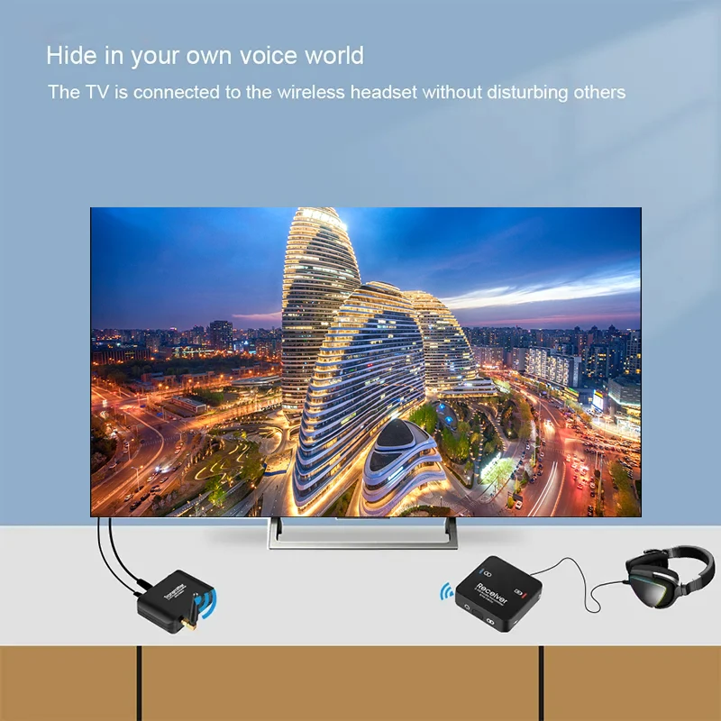 Receptor transmissor de música de áudio wi-fi sem fio 50m 2 4ghz com adaptador sem fio estéreo r/l de 3.5mm para AC-3/dts/pcm tv computador cd