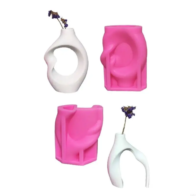 

Set of 2 Abstract Vase Silicone Molds Planter Molds Home Decors Cement Crafting Moulds Silicone Sculpture Molds for Vase