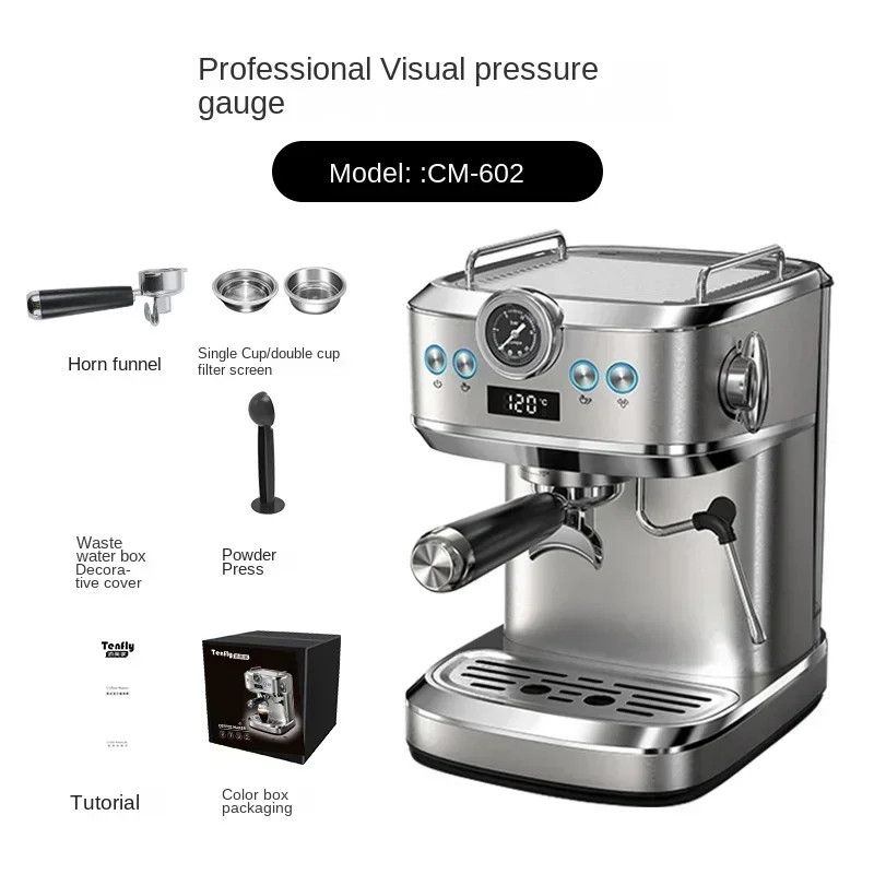 2024 New Retro Mini Espresso Maker 20BAR Concentrated Semi-Automatic Home Coffee Machine with Steam Milk Froth Function