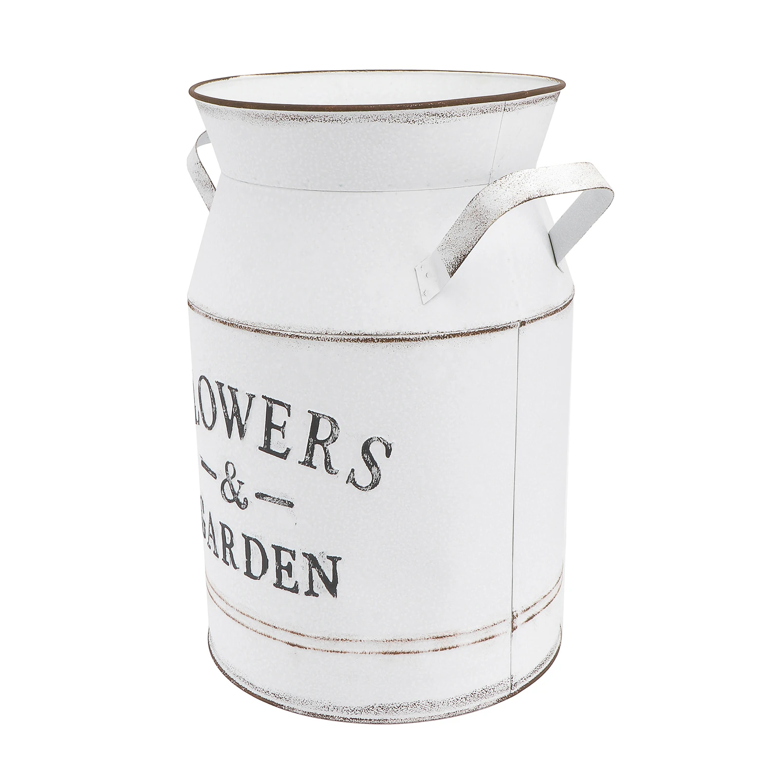 

Metal Flower Kettle Retro Letters Pattern Arrangement Vase Galvanized Sheet Living Room Bedroom Bar Planter White Mini