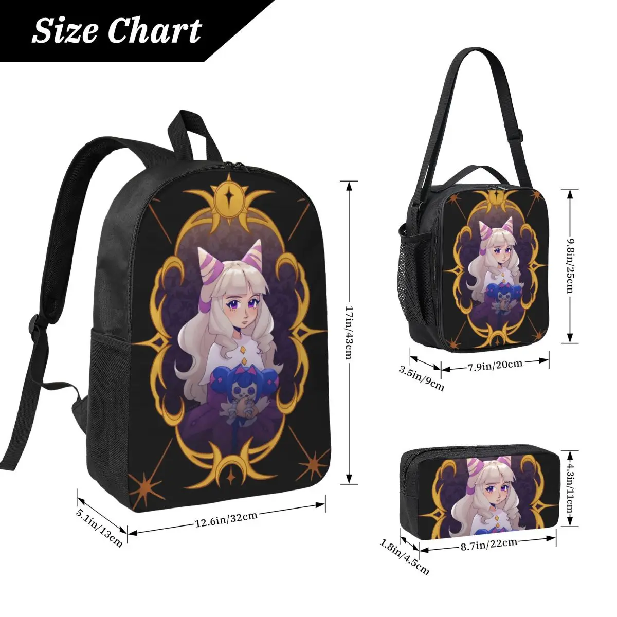 3Pcs K-Knights Of Guinevere merch Backpack Set  Pen Bags Bookbag Sets with Lunch Box For School Students Daypack