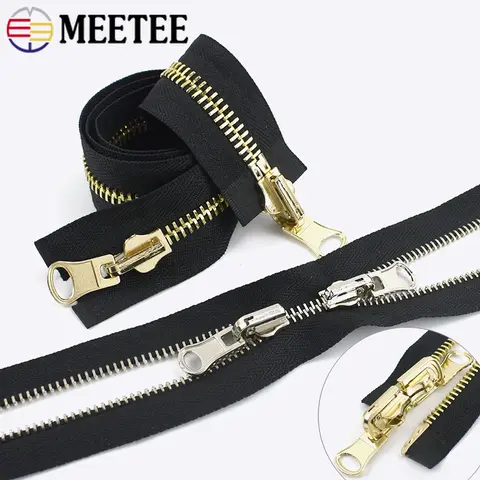 Meetee 60-120cm 5 #   8 #   Zíper de metal aberto, zíper dupla face com sliders rotativos, jaqueta, roupas, zíperes, acessórios de costura diy
