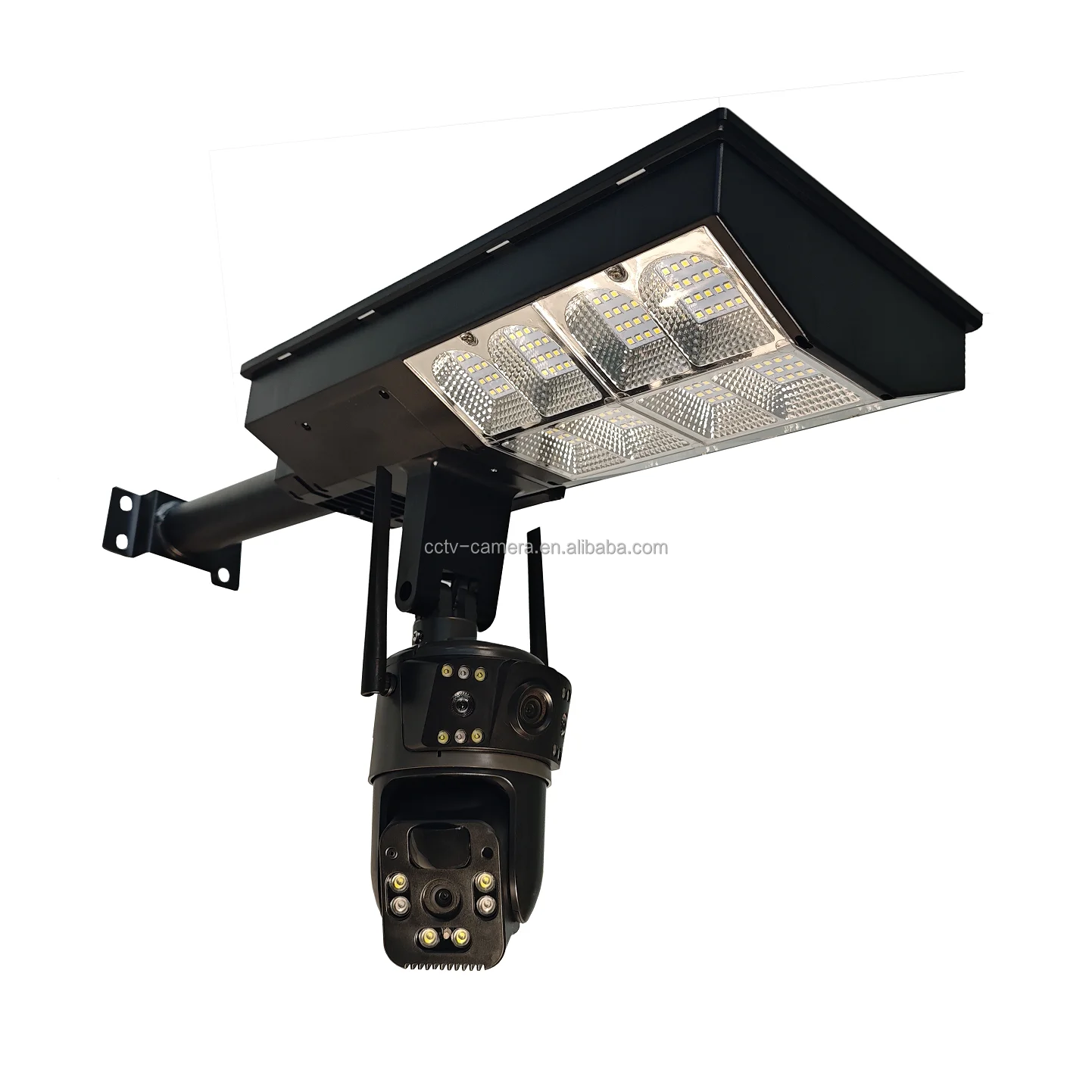Dual Lens Solar Panel CCTV Camera 4G Sim Card With Street Light