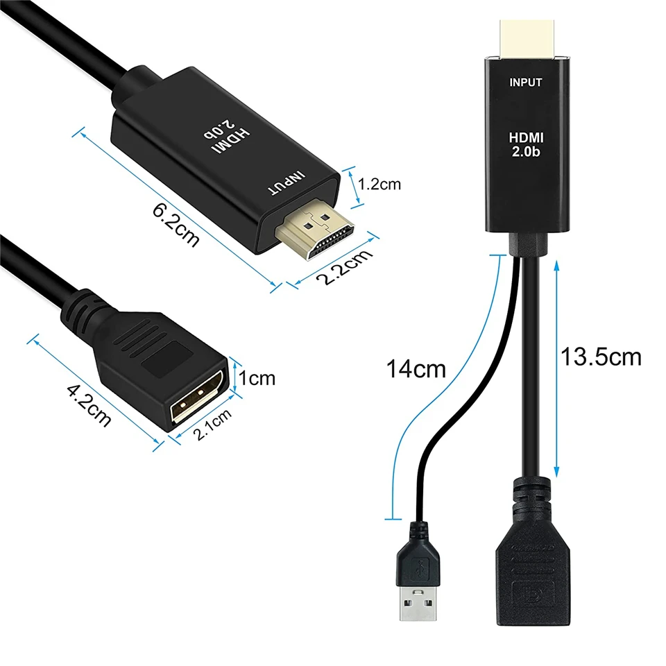 2023 Best 4K 60Hz HDMI to Displayport Adapter Cable 1080P 120Hz HDMI to DP Converter Male HDMI 2.0 to Female Displayport 1.4 PC