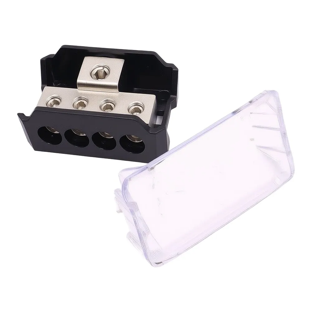 2 Pack 4 Way Power Distribution Block for Car Audio 12V 48V Support 0 2 4 AWG Input 4 8 10 AWG Output Black Clear