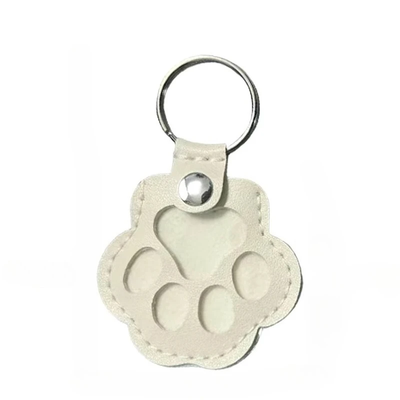 1개 가죽 애완동물 털 보관 가방, 고양이 발 모양 열쇠고리, 다기능 휴대용 열쇠고리, 정교한 가방 펜던트