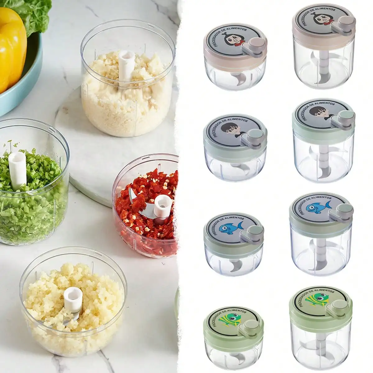 Multifunktionaler manueller Gemüseschneider, Knoblauchbrecher, Küchenmaschine, Gemüsezerkleinerer, Obstbrecher, Zwiebelbrecher