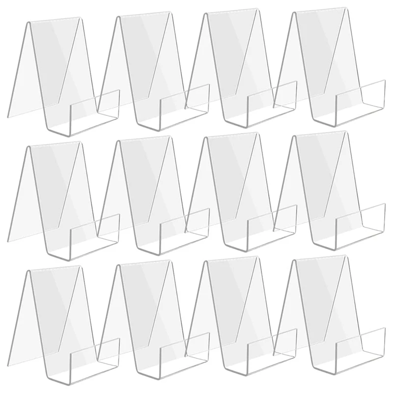 12 Pack Acrylic Book Stand Clear Book Holder For Books, Photos, Brochures, Tablets