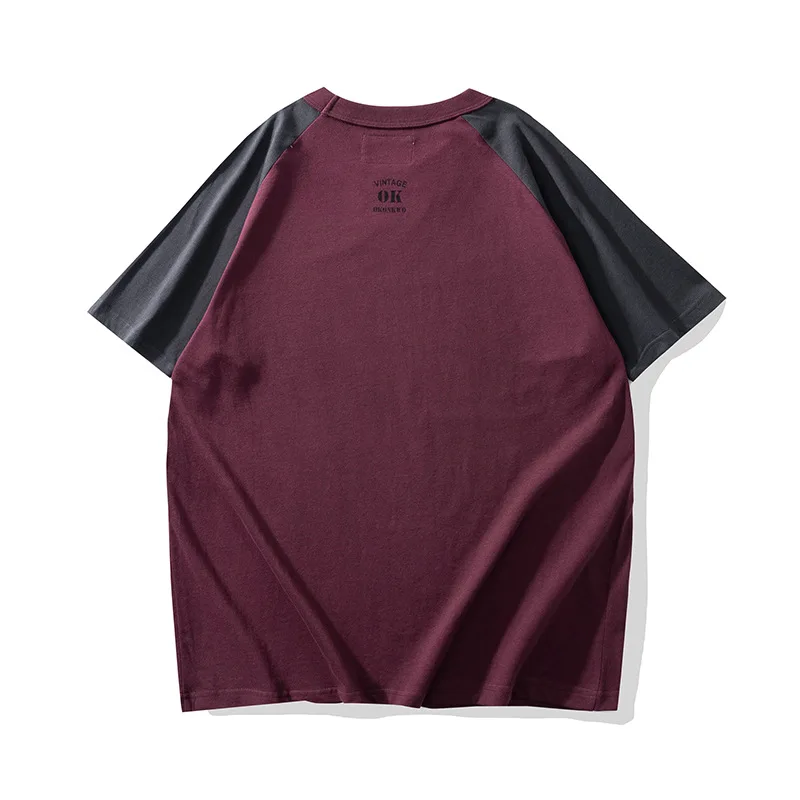 OKONKWO New Basic Small Print Color Block Sleeve T-shirt Solid Raglan Sleeve Tee Outdoor Trekking Hiking Riding Workwear Camping