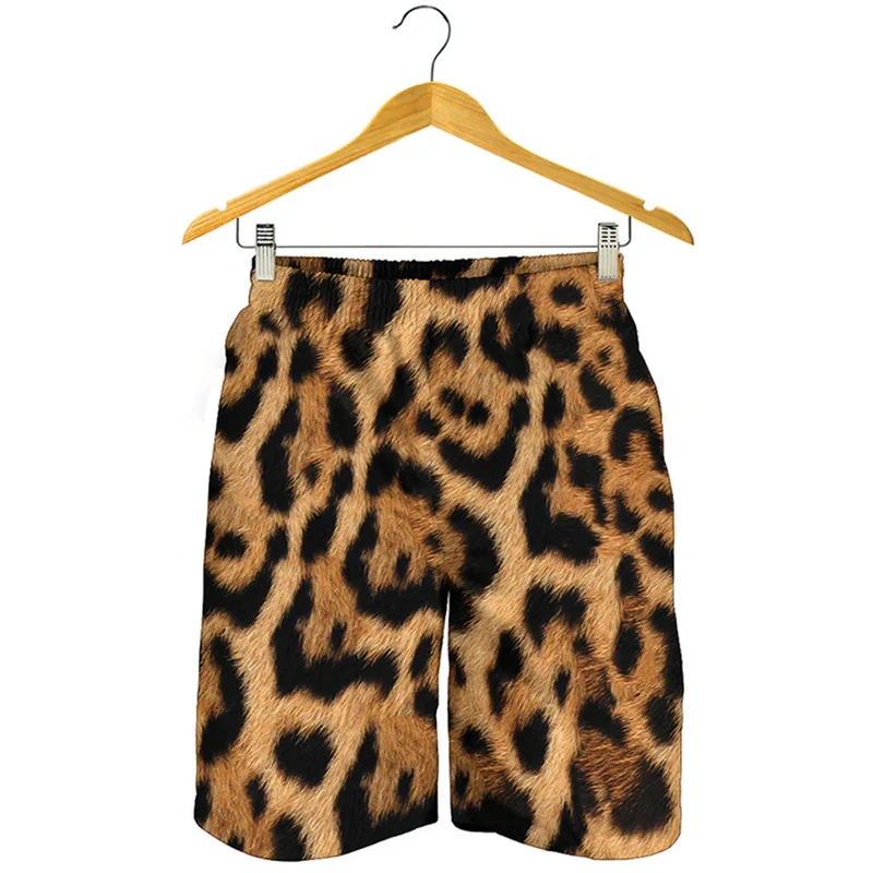 Streetwear Hip Hop Style Shorts For Men 3D Printing Unique Leopard Short Pants Animal Skin Pattern Summer Harajuku Board Shorts